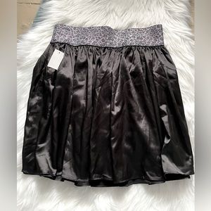 Satin Black Animal Print Skirt